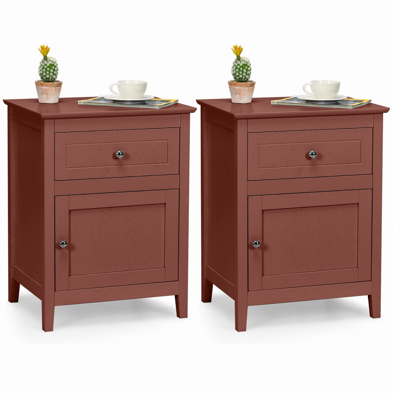 Wooden End Table W/Shelf - Giantex