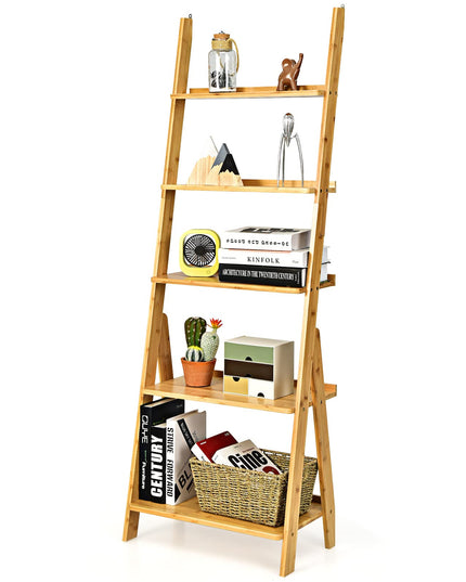 Giantex 5-Tier Ladder Shelf, Multipurpose Freestanding Display Leaning Storage Shelves