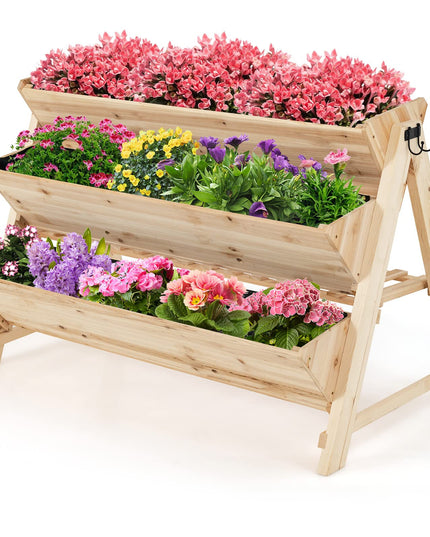 Giantex Raised Garden Bed, Vertical Planter with Storage Shelf (Natural)