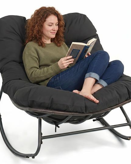 Giantex Oversized Rocking Papasan Chair w/Padded Cushion & Metal Frame