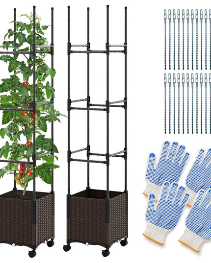 Giantex Raised Garden Bed Planter Box with Trellis