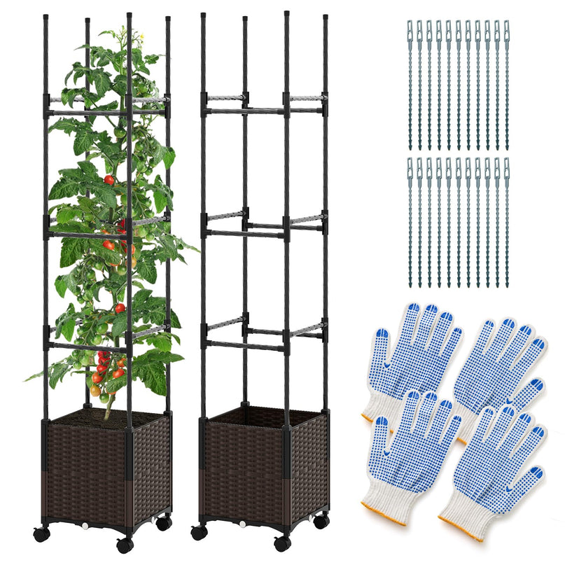 Giantex Raised Garden Bed Planter Box with Trellis