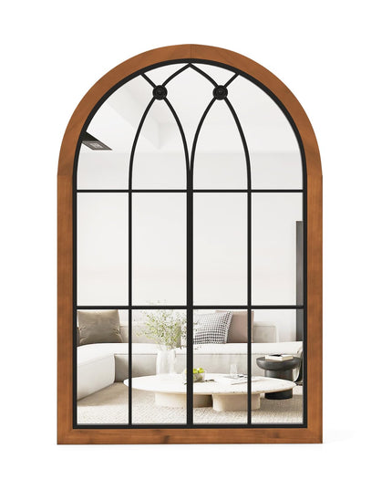 CHARMAID Arched Window Wall Mirror, 36''L x 24''W Farmhouse Accent Mirror