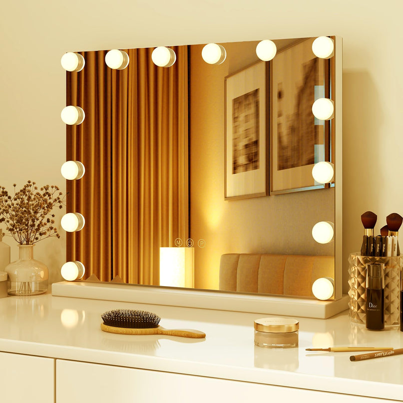CHARMAID Vanity Mirror with Lights - 20" Hollywood Lighted Makeup Mirror with 14 LED Bulbs, 3 Color Lighting Modes