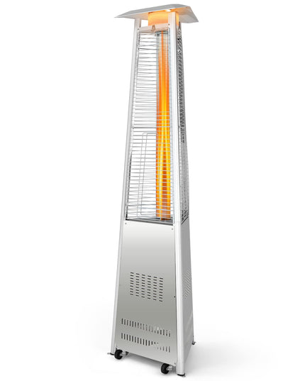Outdoor Heater with Tip-Over & Flameout Protection for Backyard, Garden (Silver)