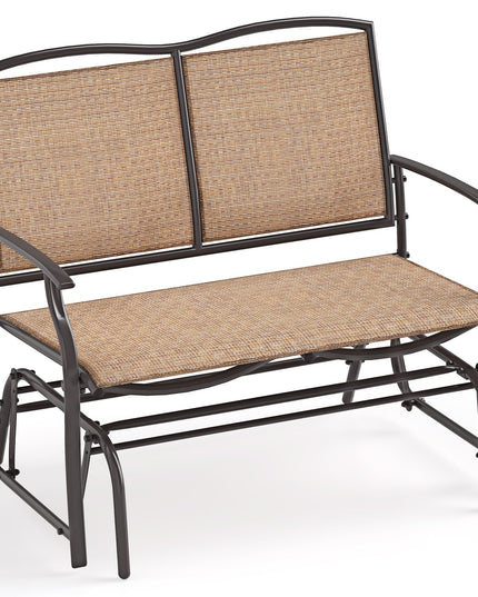 Giantex 2-Person Outdoor Rocking Chair with Metal Frame and Breathable Fabric