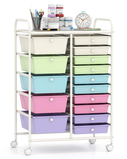 Chariot de rangement roulant Giantex 15 tiroirs pour bureau et école