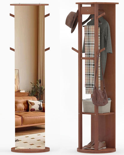 Miroir sur pied en bois Giantex 66" avec 2 tringles à vêtements pour chambre à coucher