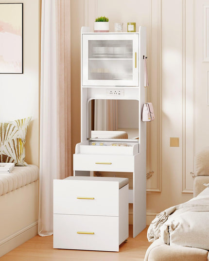 Coiffeuse 3-en-1 CHARMAID avec miroir rabattable