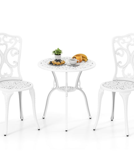 Giantex 3 Piece Bistro Set Cast Aluminum Porch Furniture (Vintage Victorian)
