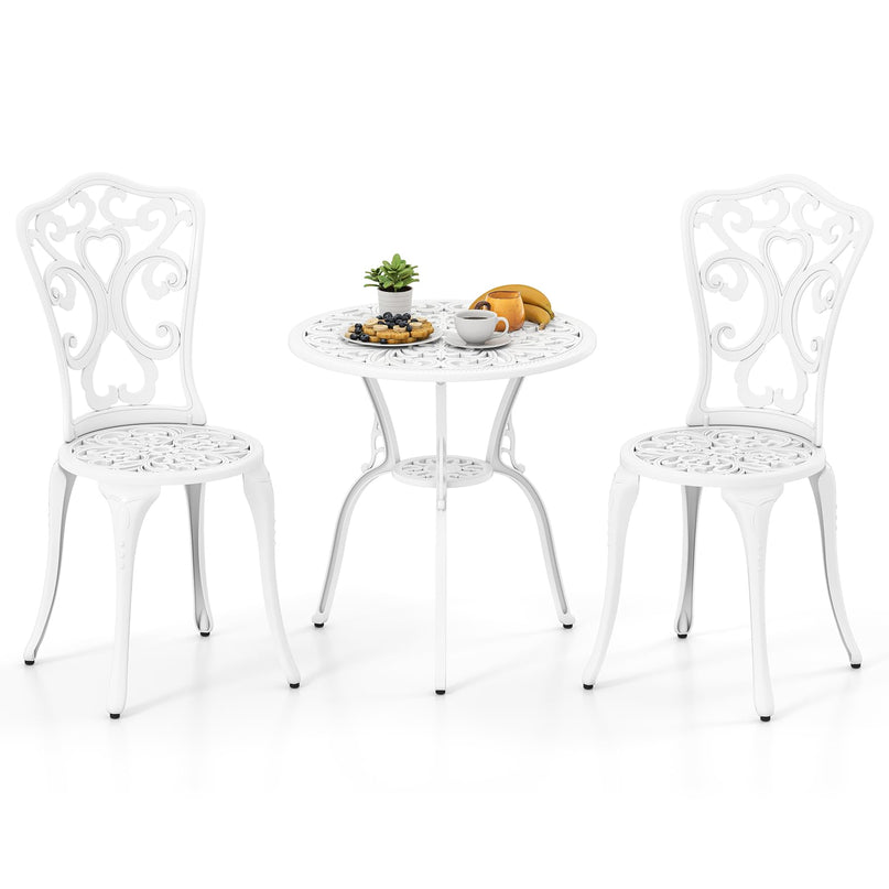 Giantex 3 Piece Bistro Set Cast Aluminum Porch Furniture (Vintage Victorian)