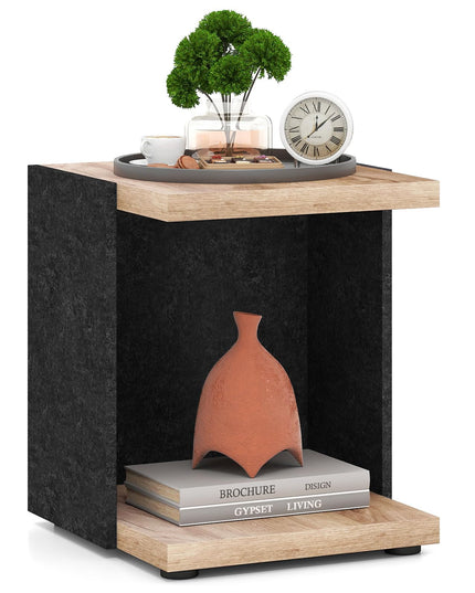 Giantex 2 Tier Sofa Side Table with Open Storage Shelf