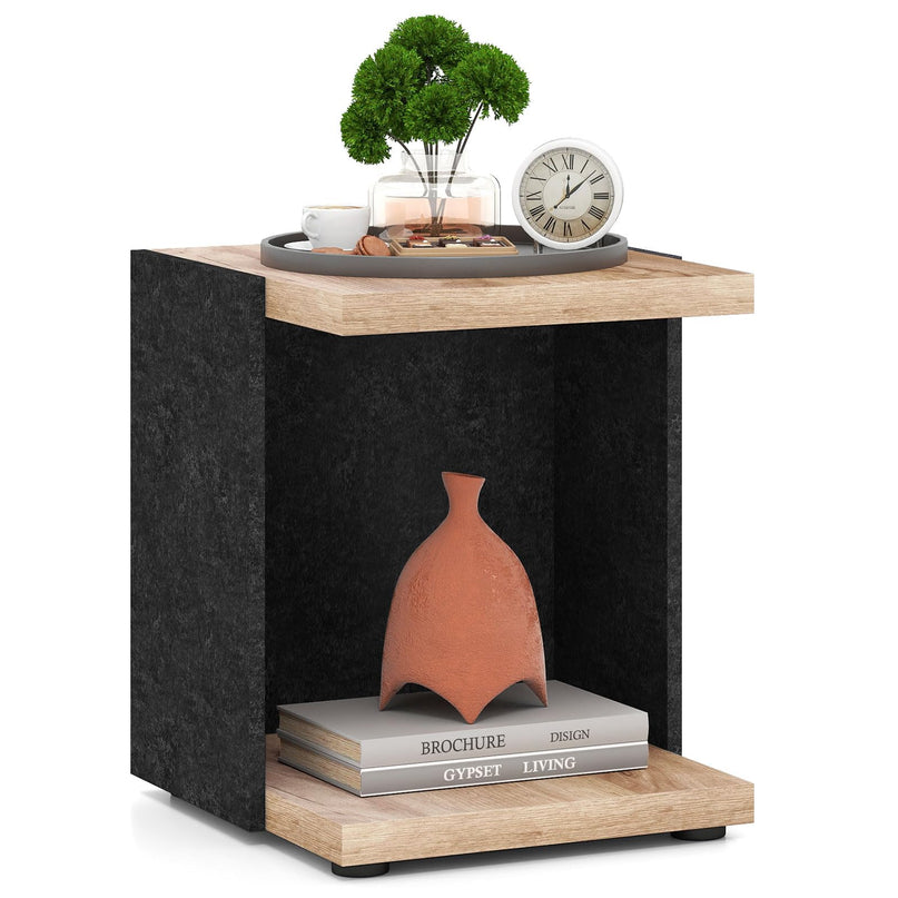 Giantex 2 Tier Sofa Side Table with Open Storage Shelf