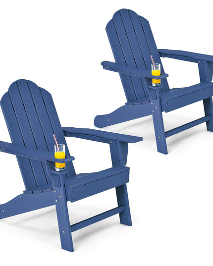 Adirondack Chair with Cup Holder, Outdoor Patio Weather Resistant Chair