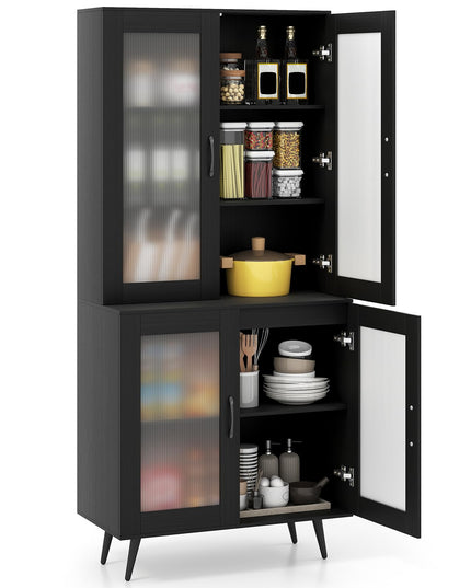 Giantex Kitchen Pantry Cabine with 4 Transparent Doors