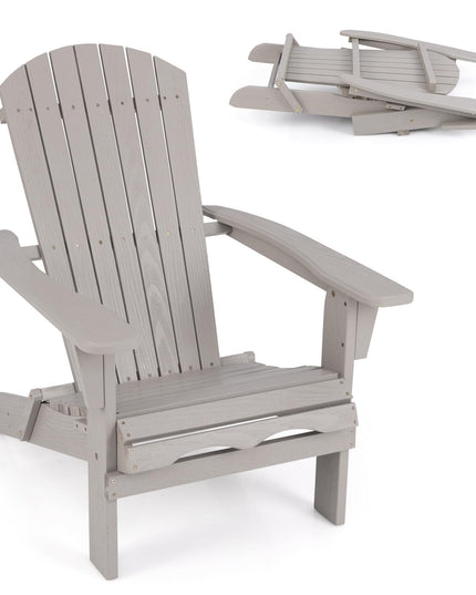 Giantex Foldable Adirondack Chair Set of 1/2/4 - Folding Front Porch Chairs with High Back, Wide Armrests, 400 LBS Max Load