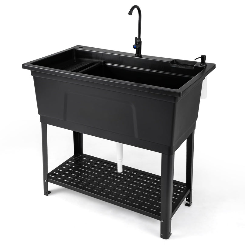 Giantex Freestanding Utility Sink with Bottom Storage Shelf