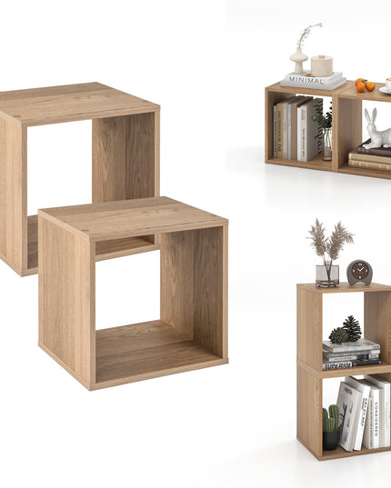 Giantex 2 Cube Bookshelf Organizer, 2-Tier Stackable Cube Storage Organizer