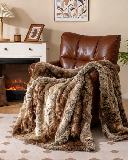Giantex Couverture en fausse fourrure douce et moelleuse, style raton laveur, de luxe