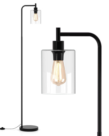 Giantex Industrial Floor Lamp, 66" Tall Pole Lamp with Clear Glass Lampshade