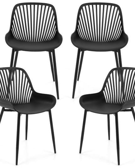 Giantex Black Dining Chairs Set of 4, Modern Kitchen Chairs w/Metal Legs