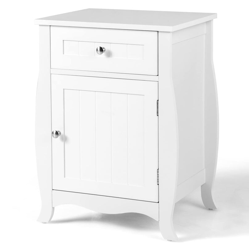 Giantex Nightstand Bed Side End Table with Drawer(1&2, White)