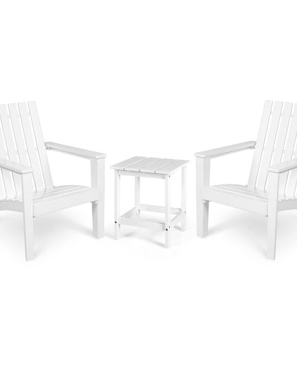 Giantex Wood Adirondack Chair & Side Table Set, Patio Bistro Set with Slatted Design