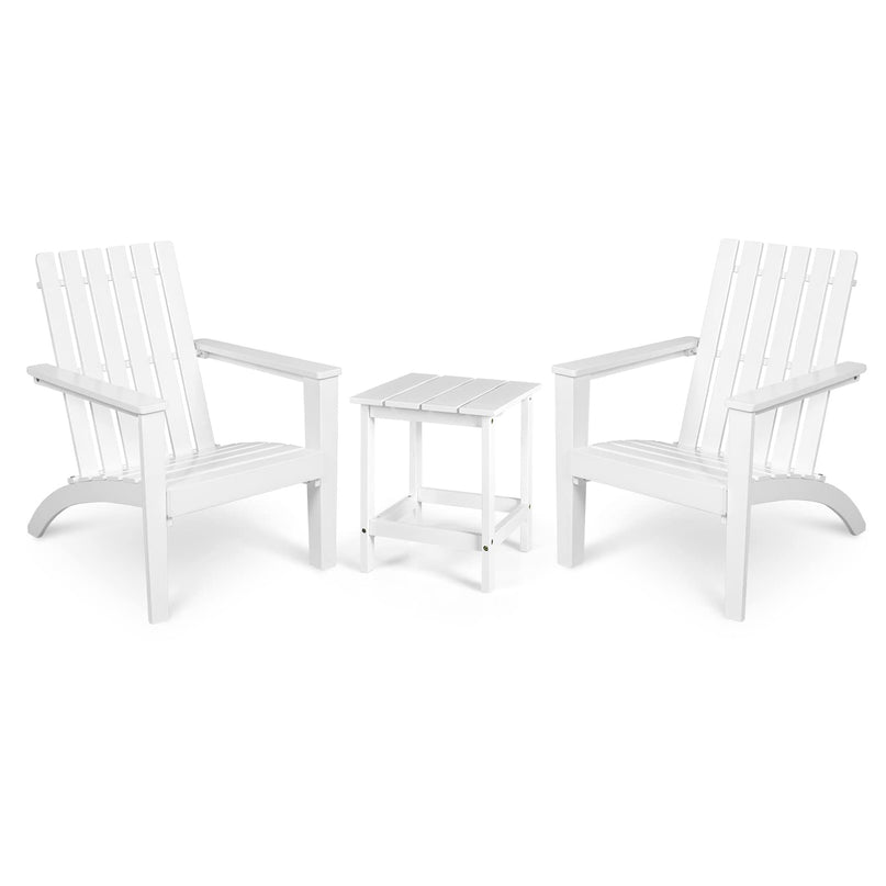 Giantex Wood Adirondack Chair & Side Table Set, Patio Bistro Set with Slatted Design