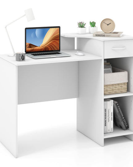 Giantex Computer Desk with Storage, Modern PC Laptop Table with 5-Position Adjustable Shelf