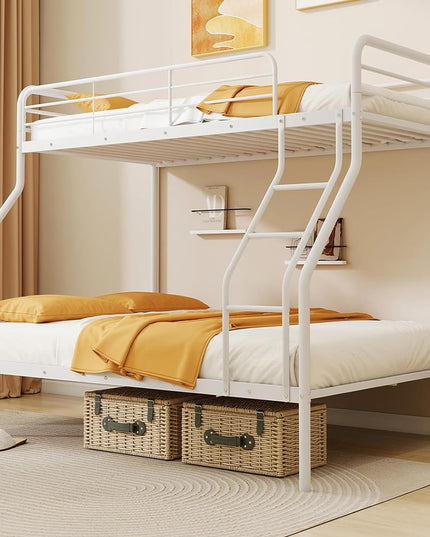 Giantex Metal Bunk Beds Twin Over Full Size, Heavy Duty Bunk Bed for Teens Adults with Ladder & Guardrails