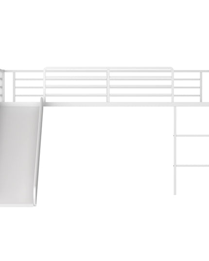 Giantex Twin Loft Bed with Slide, Metal Low Bunk Bed