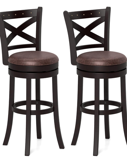 Giantex 30" Swivel Bar Stools with Footrest & Rubber Wood Frame
