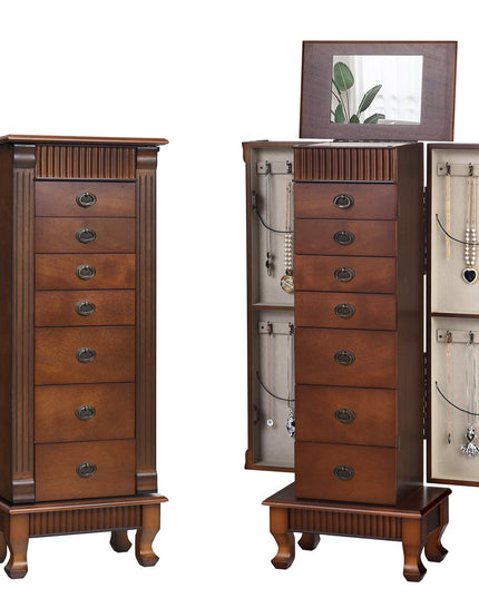 Standing Jewelry Armoire Cabinet Storage Chest - Giantex