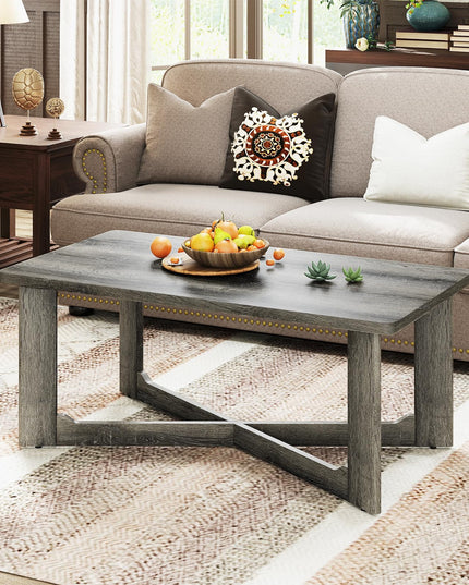 Giantex Farmhouse Wood Coffee Table for Reception Office