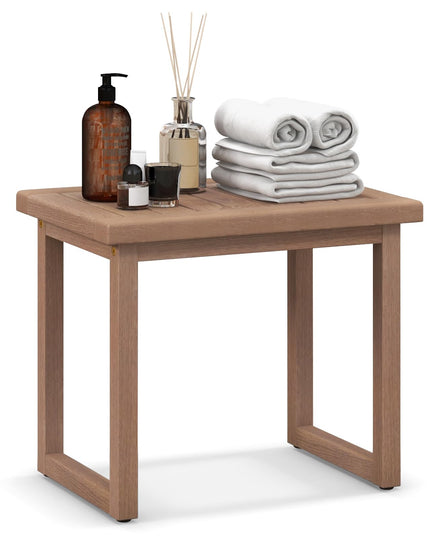 Giantex Teak Shower Bench for Inside Shower, 19" Waterproof Teak Shower Stool with Non-Slip Foot Pads