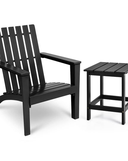Giantex Wood Adirondack Chair & Side Table Set, Patio Bistro Set with Slatted Design