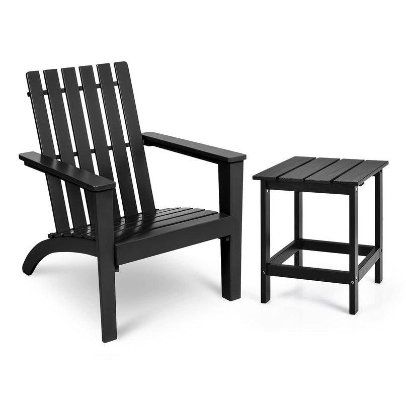 Giantex Wood Adirondack Chair & Side Table Set, Patio Bistro Set with Slatted Design