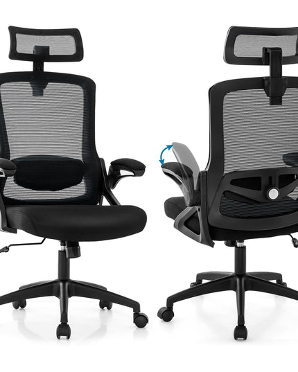 Giantex Ergonomic Mesh Office Chair, High Back Desk Chair with Adjustable Headrest, Lumbar Support