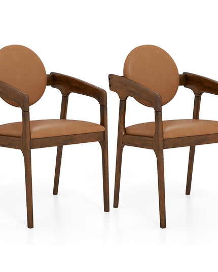 Giantex Wooden Dining Chairs Set of 2/4 PU Leather Upholstered Dining Room Chairs