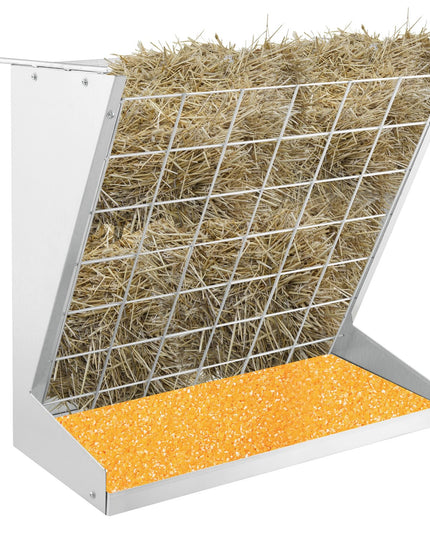 Giantex Hay Feeder for Goats - 28'' Hanging Hay Rack with Grain Feeder