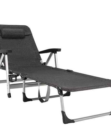 Patio Chaise Lounge Chair 7 Adjustable Position Folding Camping Cot