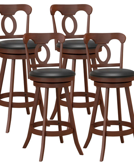 Giantex Swivel Bar Stools Set of 2, 24" Counter Height Barstools with Back, Solid Rubber Wood Frame