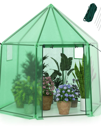 Giantex Portable Walk in Outdoor Hot House Tent with Heavy-Duty Metal Frame & All-Weather PE Cover