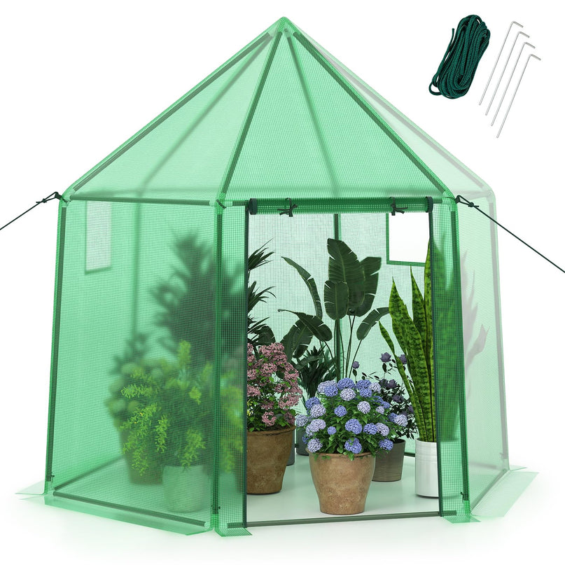 Giantex Portable Walk in Outdoor Hot House Tent with Heavy-Duty Metal Frame & All-Weather PE Cover