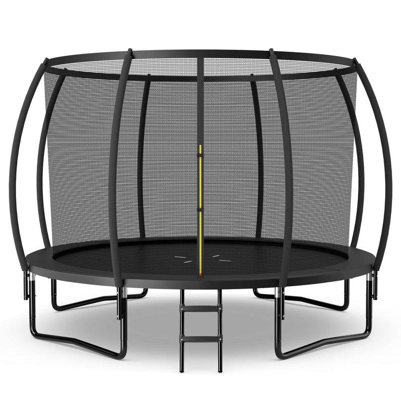 Giantex 8FT 10FT 12FT Trampoline with Enclosure, ASTM Approved Outdoor Large Trampoline with Ladder