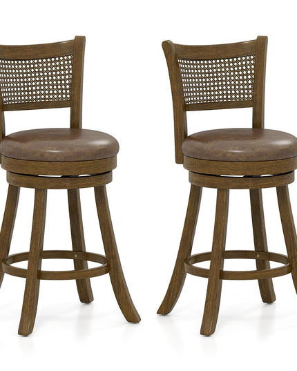 Giantex 25"/30" Swivel Bar Stools Set of 2/4 with PE Rattan Backrest