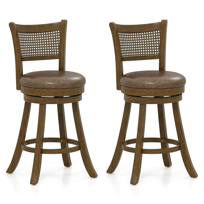 Giantex 25"/30" Swivel Bar Stools Set of 2/4 with PE Rattan Backrest