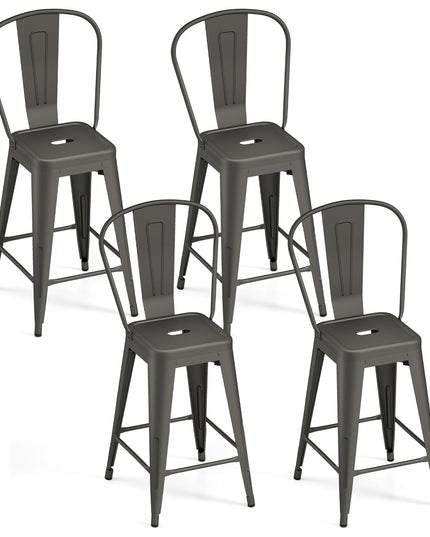 Giantex 24" Metal Bar Stools Set of 4 Counter Height Bar Chairs