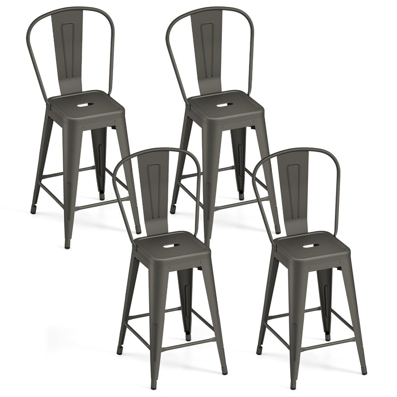 Giantex 24" Metal Bar Stools Set of 4 Counter Height Bar Chairs