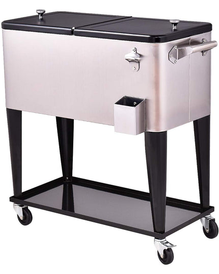 Giantex 80 Quart Patio Cooler Rolling Cooler Ice Chest with Shelf
